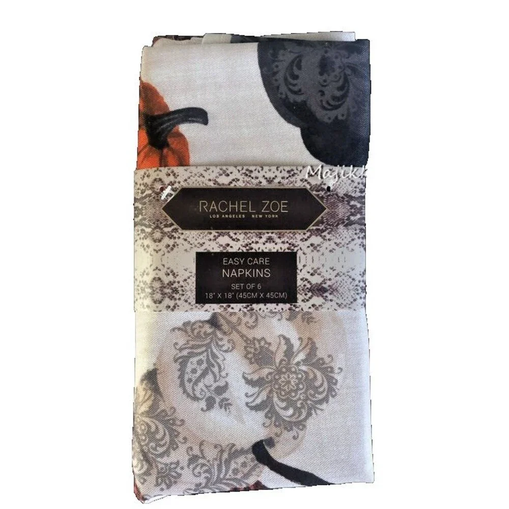 Rachel Zoe Halloween Pumpkins Napkins Easy Care Thanksgiving 18X18